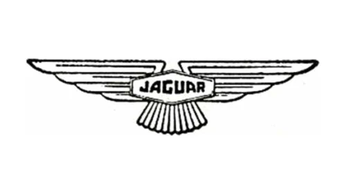 Jaguar Cars logo 1945 to 1951, the winged hexagon badge reading JAGUAR