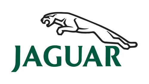 Jaguar logo 1982 to 2001, a line-drawn Leaper above a dark green JAGUAR wordmark