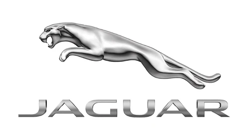 Old Jaguar logo 2012 to 2021, a 3D silver Leaper over a silver wordmark