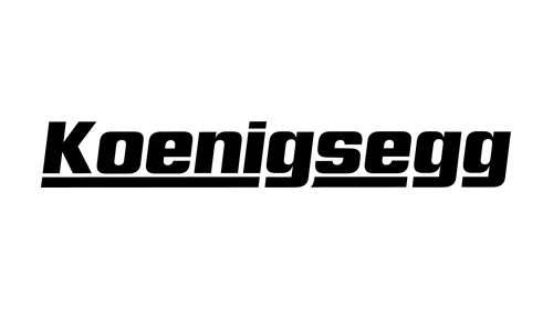 Koenigsegg logo wordmark: bold italic lettering with an underline that breaks around the tails of the Gs