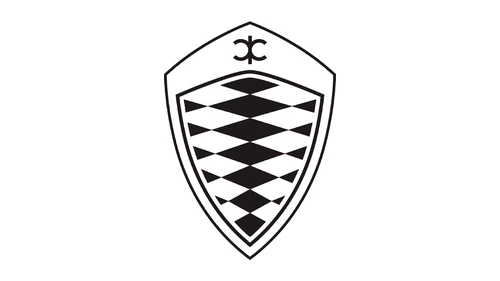 Black and white Koenigsegg logo: the shield with solid black diamonds and no wordmark