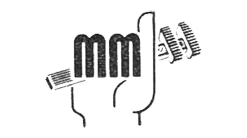 Early Mahindra emblem: a hand holding a wrench, with the fingers drawn as two letter m shapes