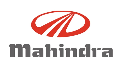 Old Mahindra logo (2000-2012): red Road Ahead oval above a grey wordmark