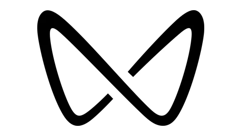 Mahindra EV logo (2023): black Born Electric infinity mark shaped like an M