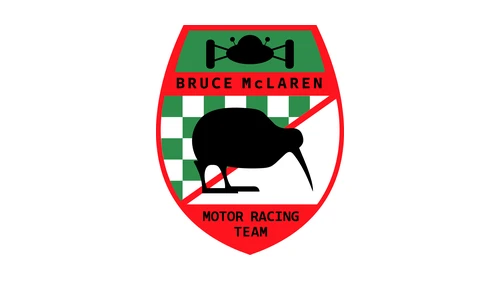 Original McLaren logo: 1960s kiwi crest of the Bruce McLaren Motor Racing Team with a checkered field
