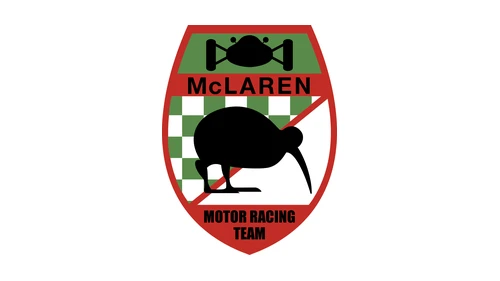 Later McLaren crest variant with McLAREN across the top of the kiwi shield