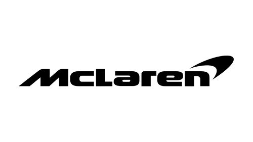 Black and white McLaren logo from 2017 with a solid black Speedmark for One McLaren