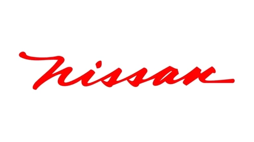 Nissan cursive script logo, lower-case nissan with long swashes on the first and last letters
