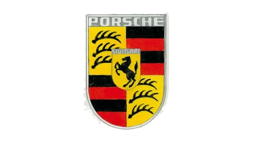 Hand-colored 1952 design drawing of the Porsche crest, credited by Porsche to Franz Xaver Reimspieß