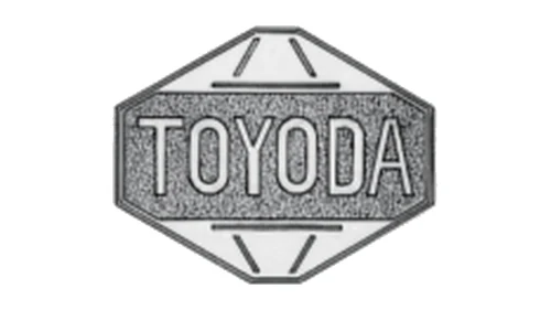 First Toyoda logo: the 1935 TOYODA trademark in a faceted frame