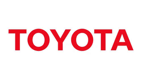 Toyota wordmark logo, 1978, in bold red capitals